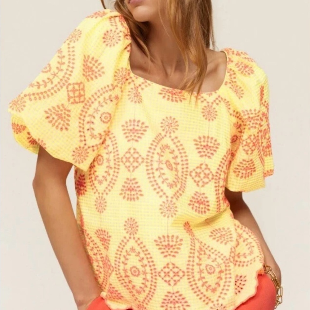 Lilly Pulitzer NWT Lettie Short Sleeve Calla Yellow Eyelet Gingham Seersucker L